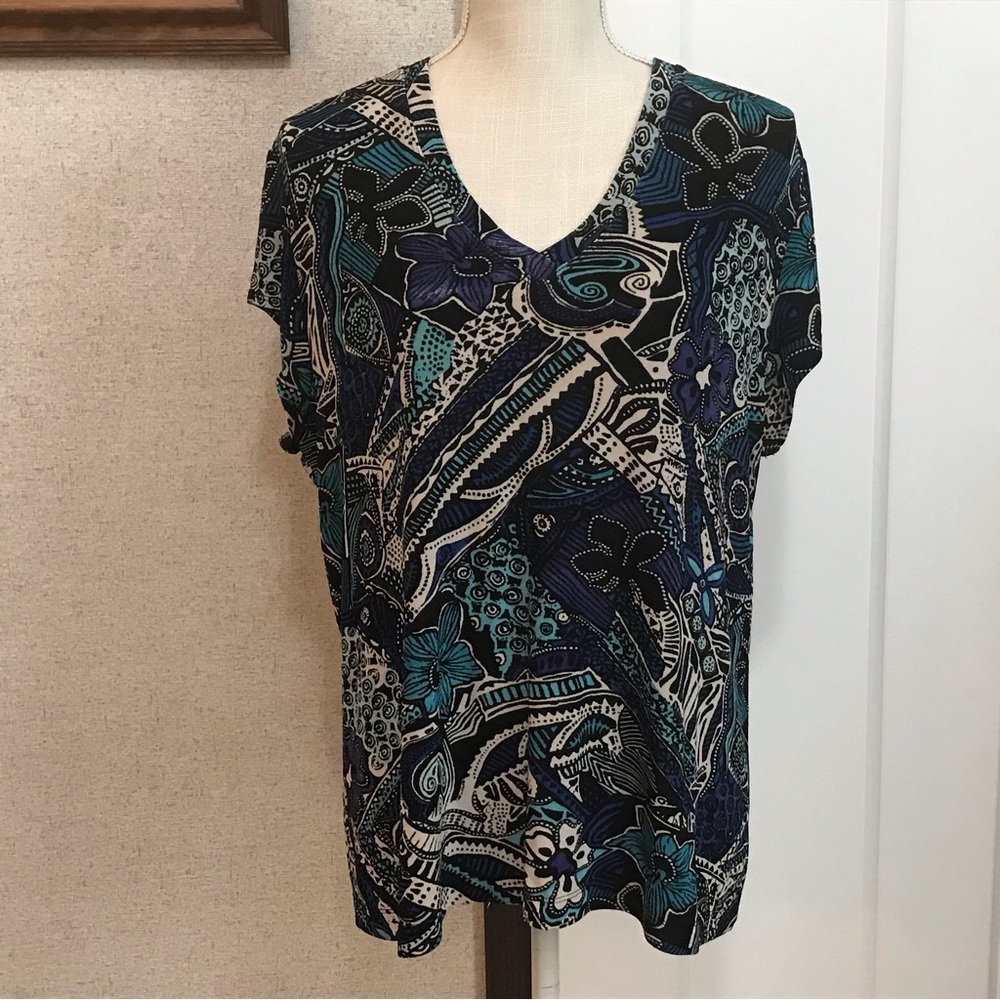 Chico’s Travelers Additions Cap Sleeve Tee Size 3